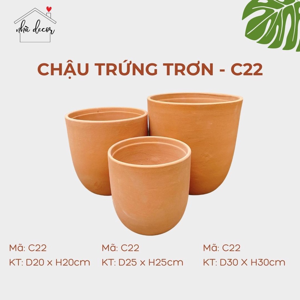 Chậu trồng cây chậu đất nung trứng trơn vintage Nhà Decor trồng cây cảnh 3 size Nhà Decor ship 1h lỗi 1 đổi 1