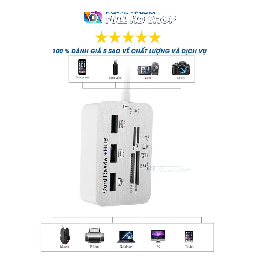 Hub USB 3.0 - Bộ chia 3 cổng USB tích hợp đầu đọc thẻ đa năng - Full HD Shop | BigBuy360 - bigbuy360.vn