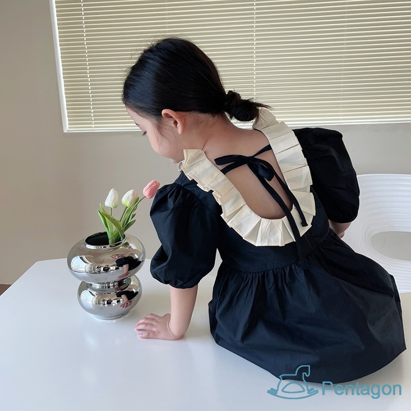 Đầm Công Chúa Mùa Hè Eo Phồng Dễ Thương Thân Thiện Với Da Thoáng Khí Phong Cách Hàn Quốc Cho Bé Gái 3-8 Tuổi