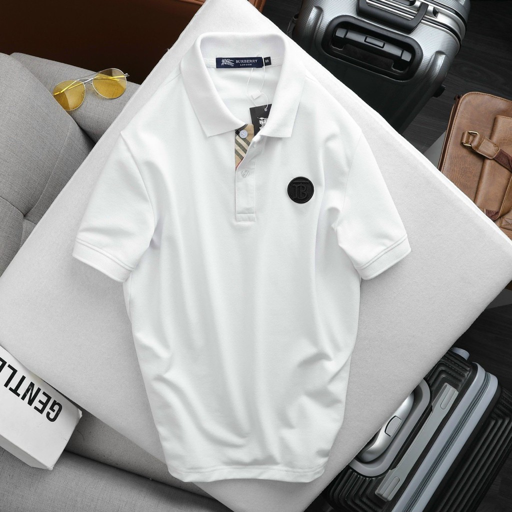 Áo polo nam Burberry phối cổ chất liệu Cotton 100% dày đẹp, áo nam polo form slim chuẩn hàng xuất, áo cộc nam 2021 | BigBuy360 - bigbuy360.vn