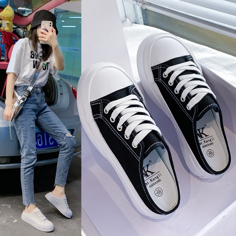 Giày Ulzzang Sục Thể Thao Nữ Vintage, Sục Hồng Da Beo Đạp Gót Đế Độn 4cm Hàn Quốc Street Style - Iclassy_shose