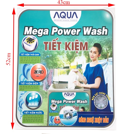 Miếng dán máy giặt Sanyo, Aqua [TẶNG BĂNG KEO HAI MẶT] tem dán máy giặt Aqua, Sanyo chọn mẫu như hình