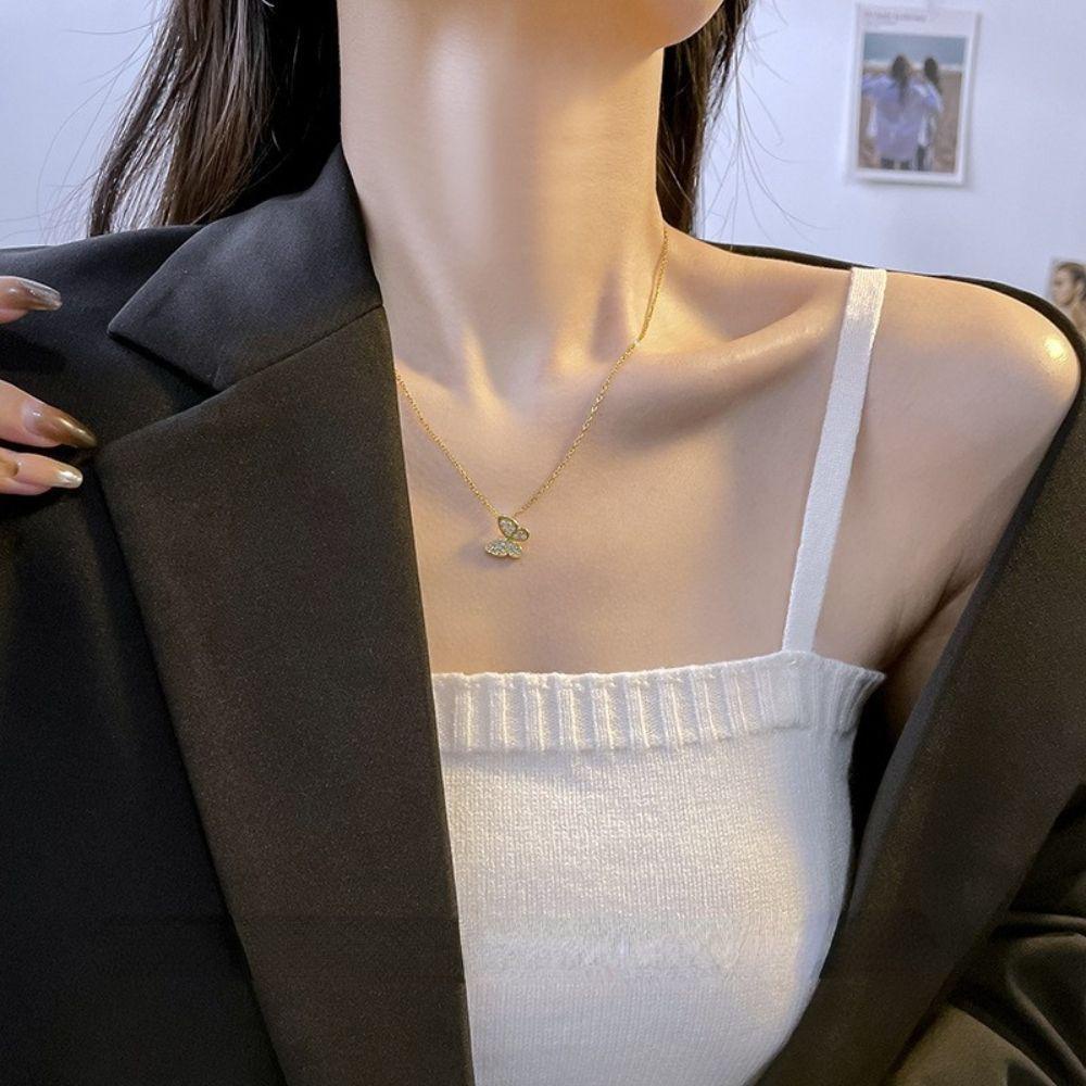 Bộ Trang SứC HìNh BướM ĐíNh Đá Sang TrọNg|Vòng cổ Phong Cách Hàn Quốc Xinh Xắn Cho Nữ