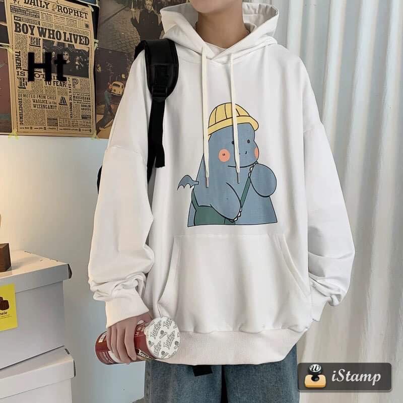 Áo hoodie khủng Long đeo cặp chất nỉ ngoại dầy dặn