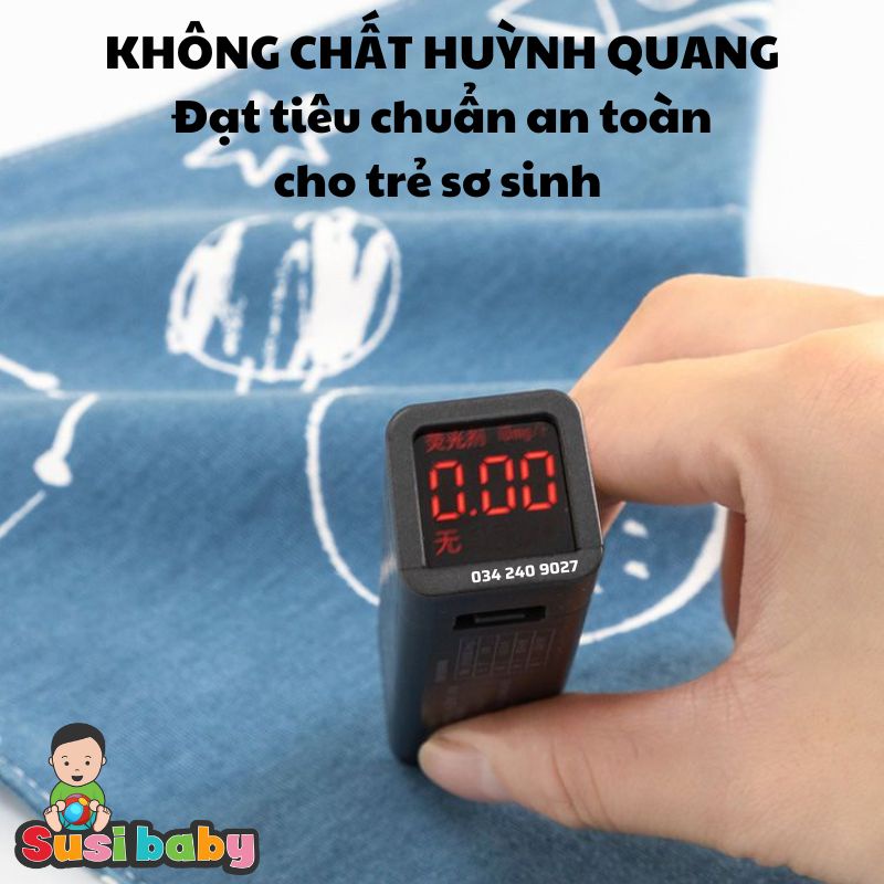 [AN TOÀN] Khăn yếm tam giác cho bé chất liệu Cotton có 2 cúc bấm siêu mềm mịn