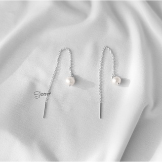 Bông tai bạc 925 Thread Pearl - Shimmer Silver
