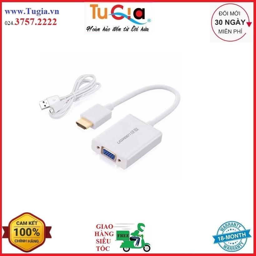 [Mã SKAMPUSHA7 giảm 8% đơn 250k]Bộ Chuyển Đổi HDMI To VGA Và Audio Ugreen MM102 40212 - Trắng - Hàng Chính Hãng