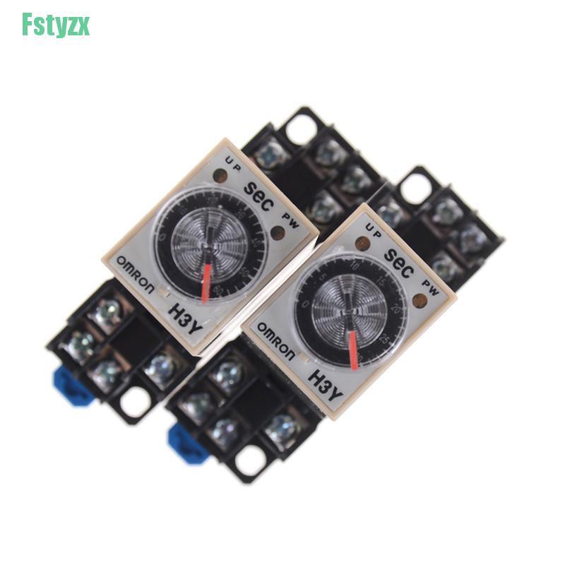 fstyzx 220V H3Y-2 Power On Time Relay Delay Timer 0-30s/60s DPDT & Base Socket