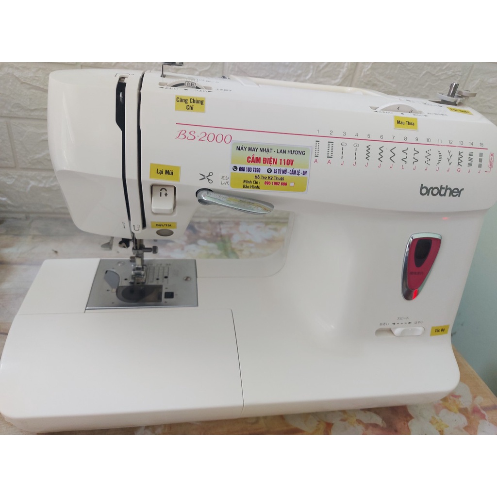 Máy May Brother Lainage, M3000,Profell- May Thêu Trang Trí-Chạy Êm Khỏe- Có Cắt Chỉ- Khuy 1 Bước Vuông Tròn- Màu Trắng