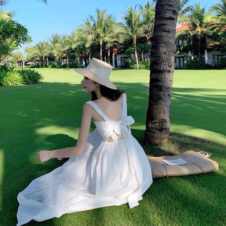 Váy 2 Dây Cột Nơ Sau Siêu Xinh, Dễ Thương, Dáng Suông, Chất Mịn Mát, Mặc Đi Biển, Đi Chơi MB | BigBuy360 - bigbuy360.vn
