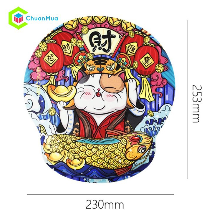 Tấm Lót Chuột Có Đệm Tay Mèo Thần Tài ( Làm Ăn May Mắn, Đế Lót Cute Dễ Thương, Miếng Mouse Pad, Bàn Di Máy Tính Laptop )