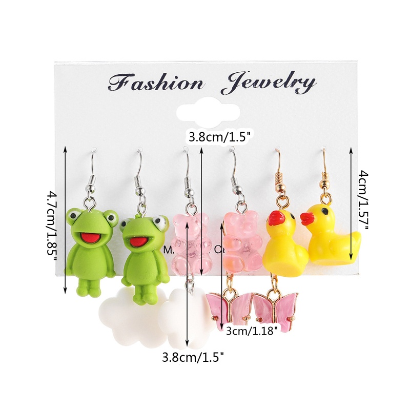 Youyo Bông Tai Thả Mặt Hình Động Vật Ếch Vịt Đám Mây Gấu Gummy Hợp Thời Trang