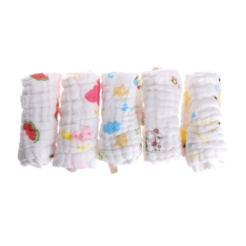 Bộ 5 Khăn Tắm Bằng Cotton Tự Nhiên Hình Vuông Cho Bé