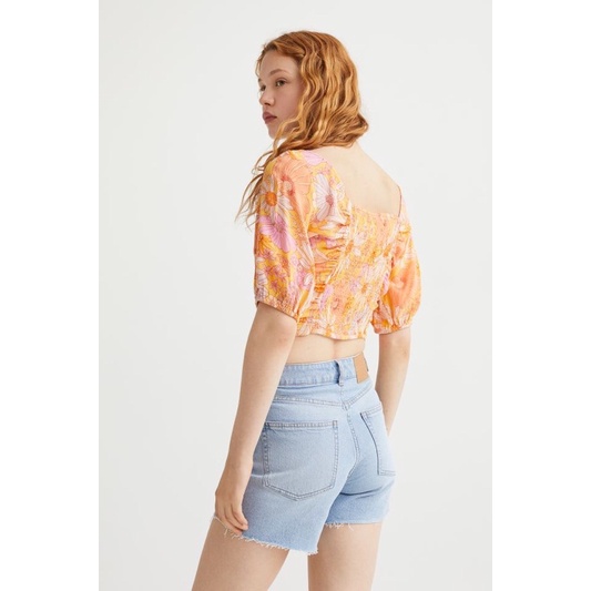 Áo kiểu nữ, áo dây rút dáng croptop HM auth