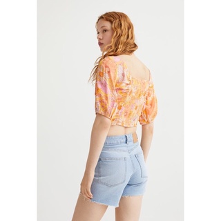 Áo kiểu nữ, áo dây rút dáng croptop HM auth