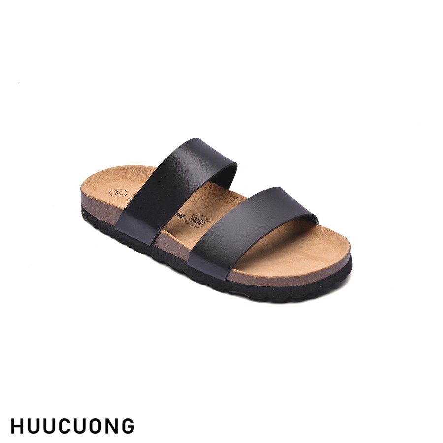 Dép HuuCuong 2 quai đen đế trấu, Hàng chính hãng Hữu Cường, giầy dép, sandal chịu nước