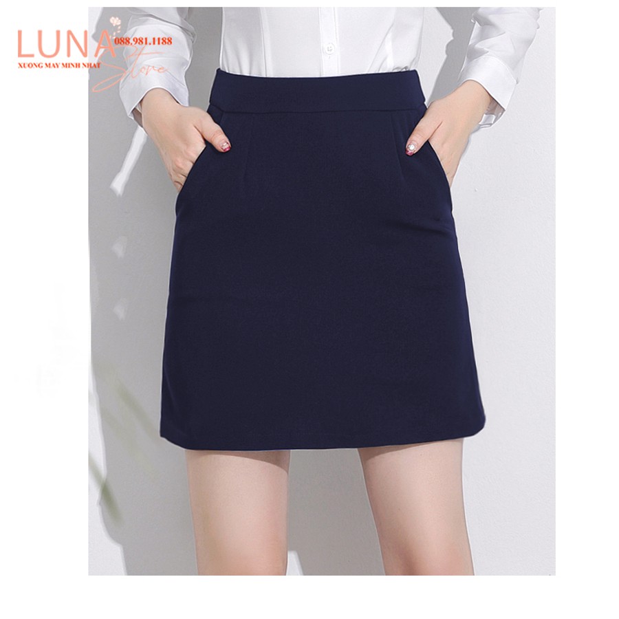 Chân váy đen ngắn chữ A có túi quần lót trong - Cạp lưng cao ngang rốn - Vải co giãn Umi mát - Mặc đi làm công sở biển | BigBuy360 - bigbuy360.vn