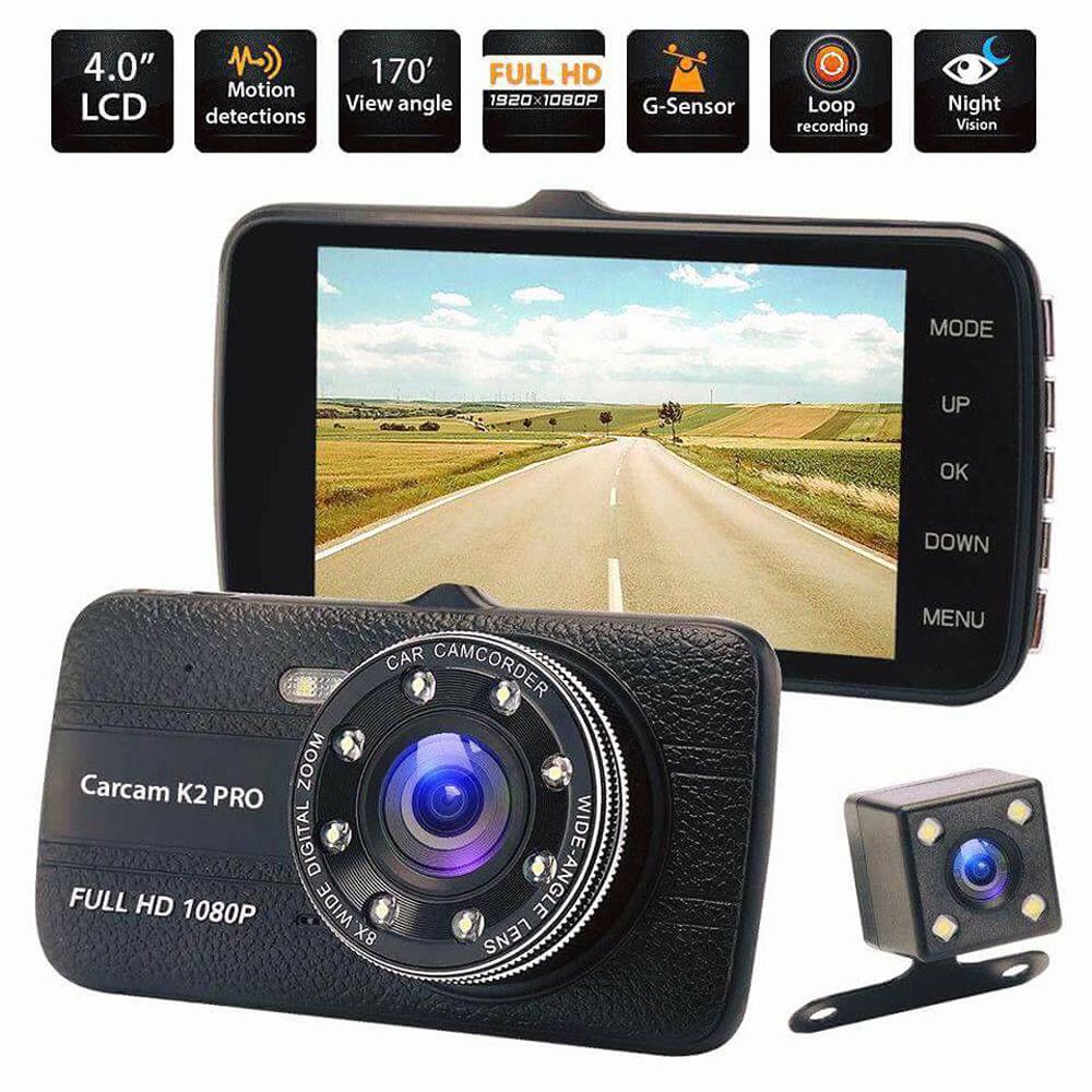 Camera Hành Trình Oto Trước Sau Full HD Tích Hợp 8 Đèn LED