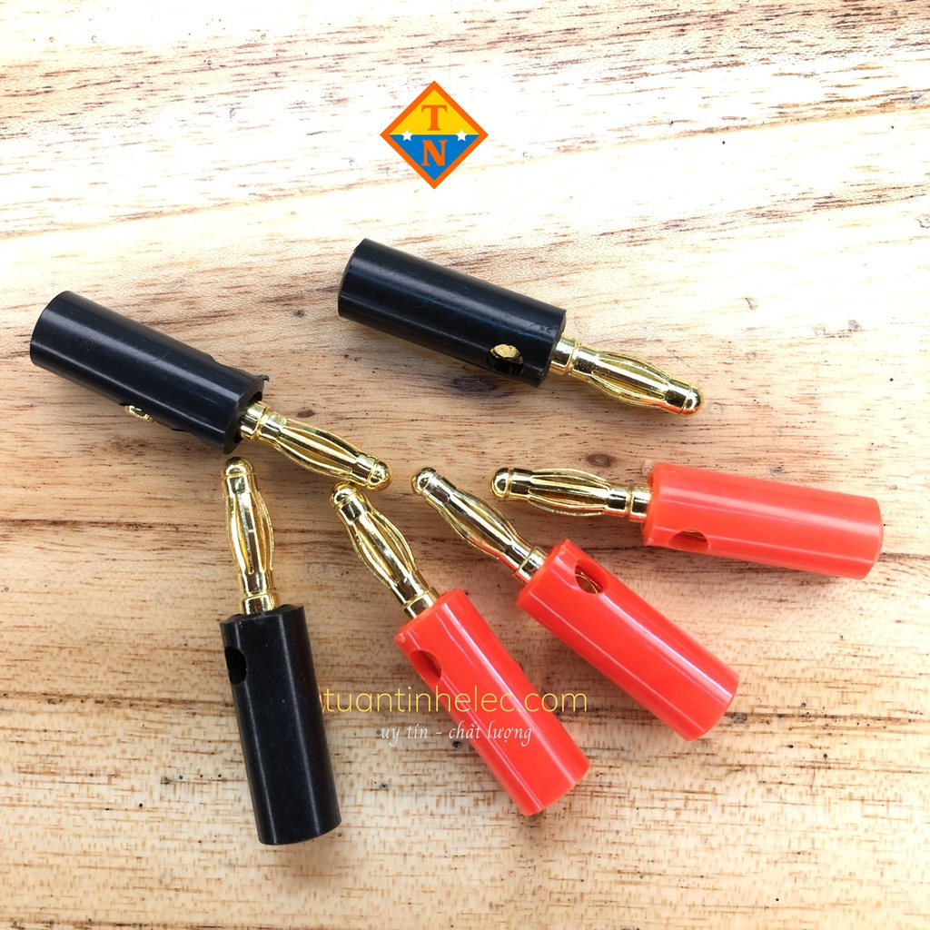 Đôi giắc bắp chuối đực 4mm loại thường mạ vàng (1 đen + 1 đỏ) # phụ kiện âm thanh