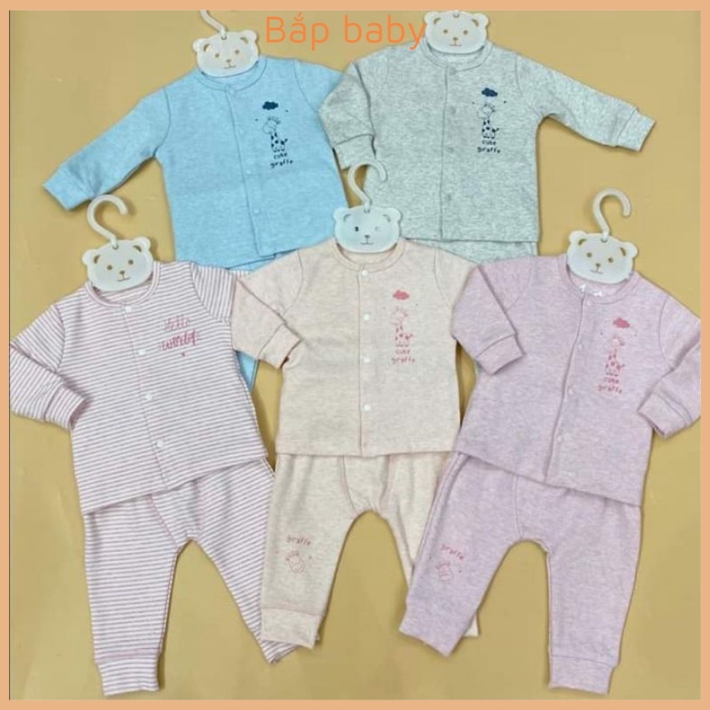 Bộ quần áo nỉ MOMMA BABY bộ sơ sinh nỉ nhung thu đông cài giữa cho bé từ 0 đến 9 tháng tuổi