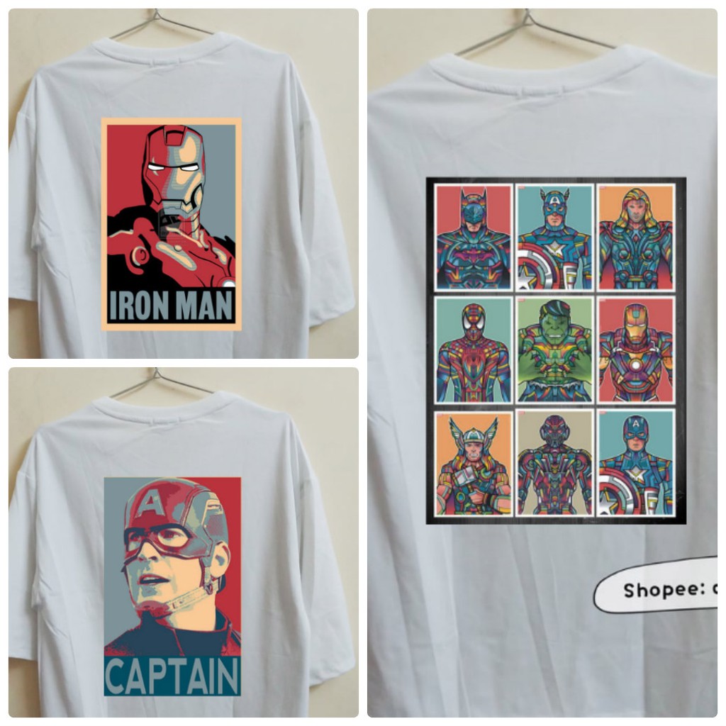 Áo tay lửng Marvel Avengers End Game Iron Man Captain America unisex