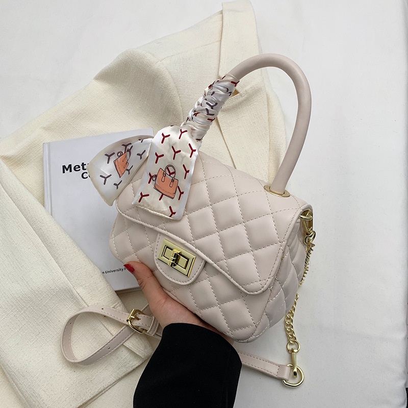 Túi Đeo Chéo Hình Vuông Nhỏ Thêu Họa Tiết Kẻ Sọc Phối Dây Xích Thời Trang Mùa Hè 2022 Mới Cho Nữ