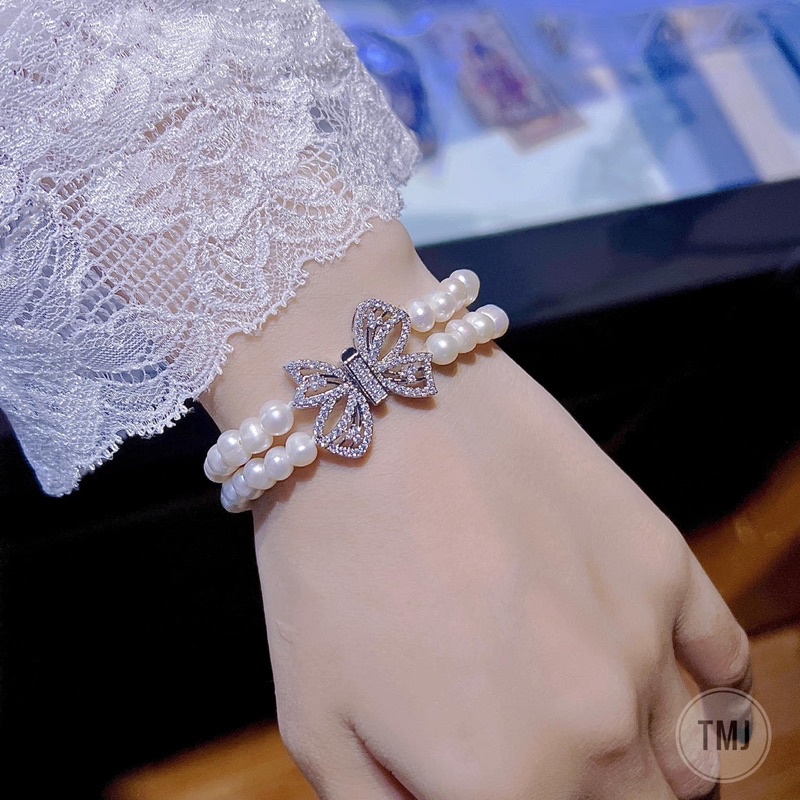 Bộ trang sức bạc 925 dây đôi khóa nơ