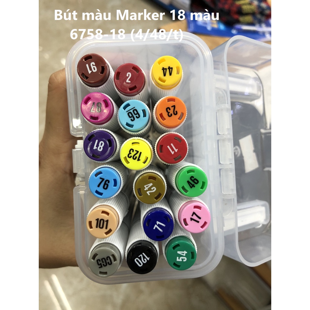 Bút màu Marker 36 màu RUI 6758 từ 18 đến 60 màu - màu sắc tươi sáng, khô nhanh, không lem màu - vpp Diệp Lạc (sỉ/lẻ)