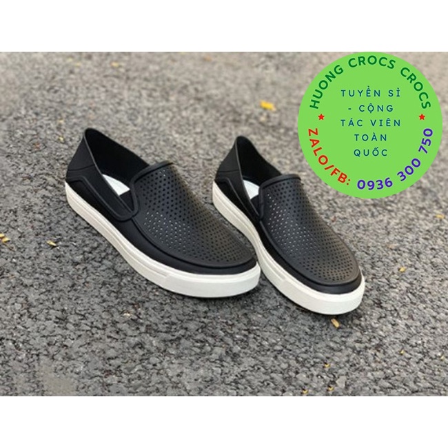 GIÀY NHỰA CROCS CITILANE ROKA SLIP ON CHO NAM MÀU ĐEN XUẤT XỊN FULL BOX