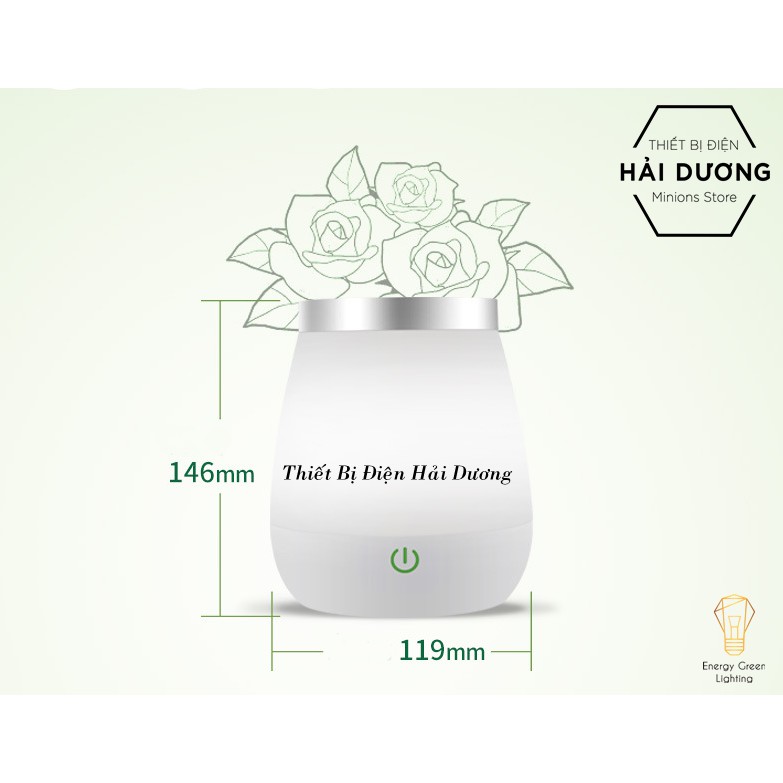 Lọ Hoa Cảm Ứng Có Đèn LED Phát Sáng - Trang Trí Căn Phòng - Tặng Kèm Hoa Màu Sắc Ngẫu Nhiên