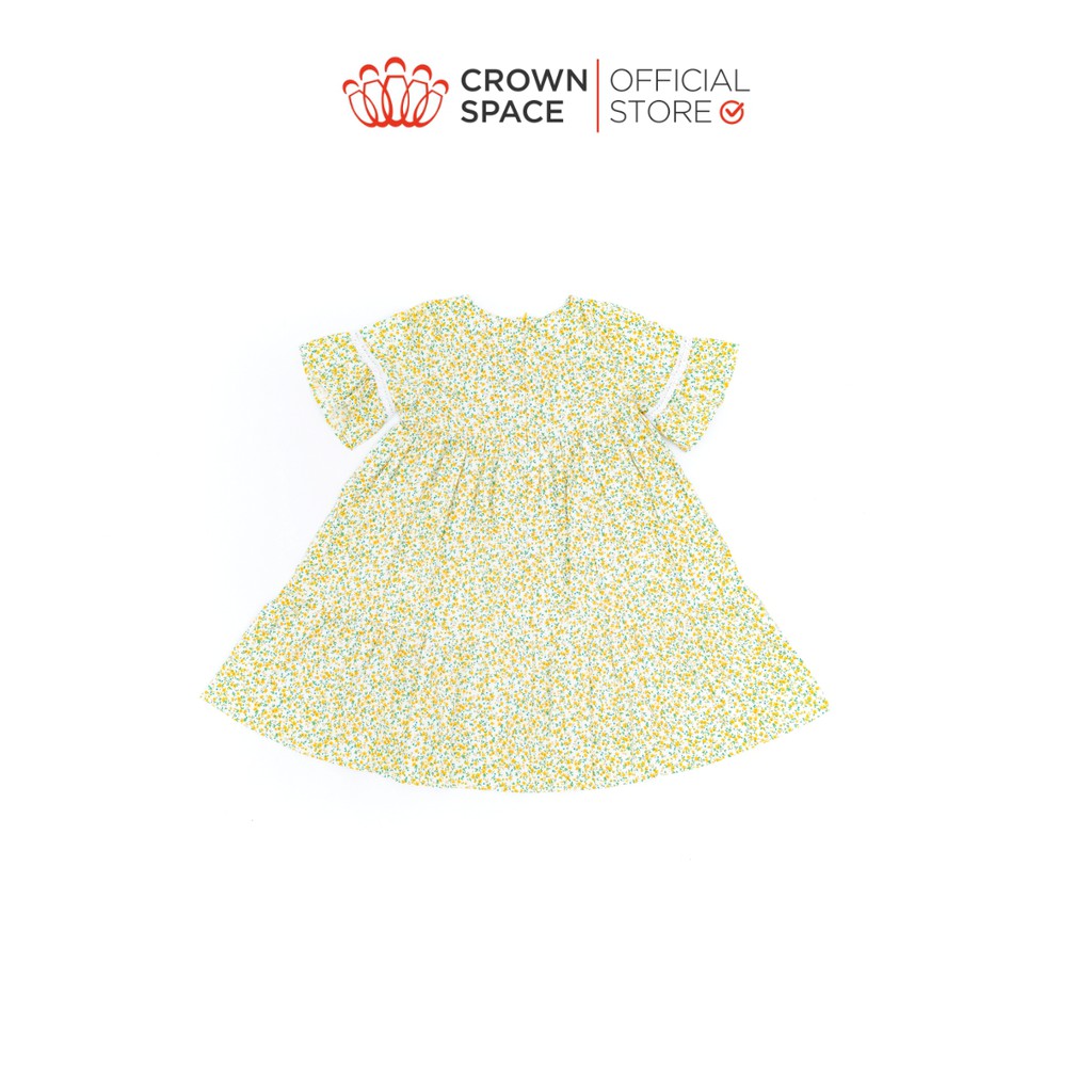 Váy Hoa Nhí Xanh Matcha Cho Bé Gái Crown Kids CKGS2810615.Y Size Từ 2-6