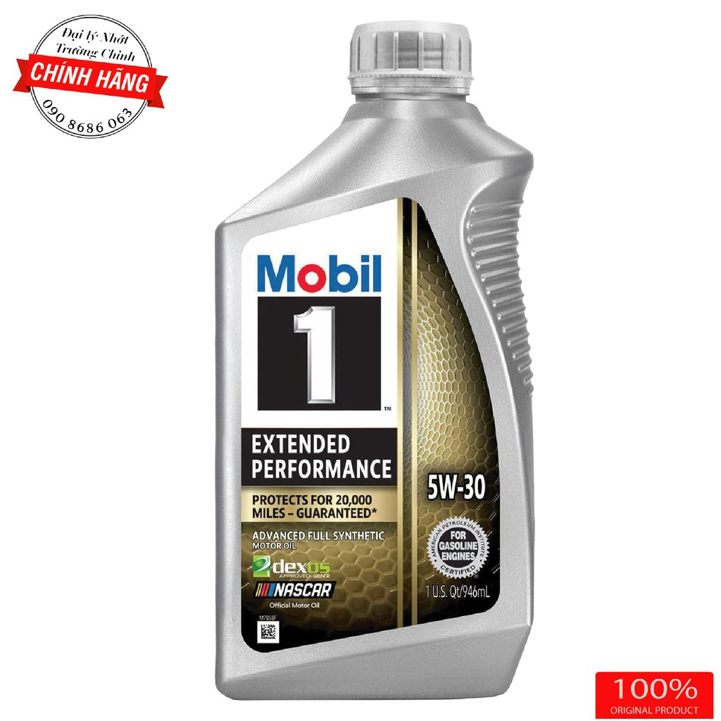 Nhớt Mobil 1 5W30 Extended Performance Vàng 2021 dành cho xe ga, xe ô tô