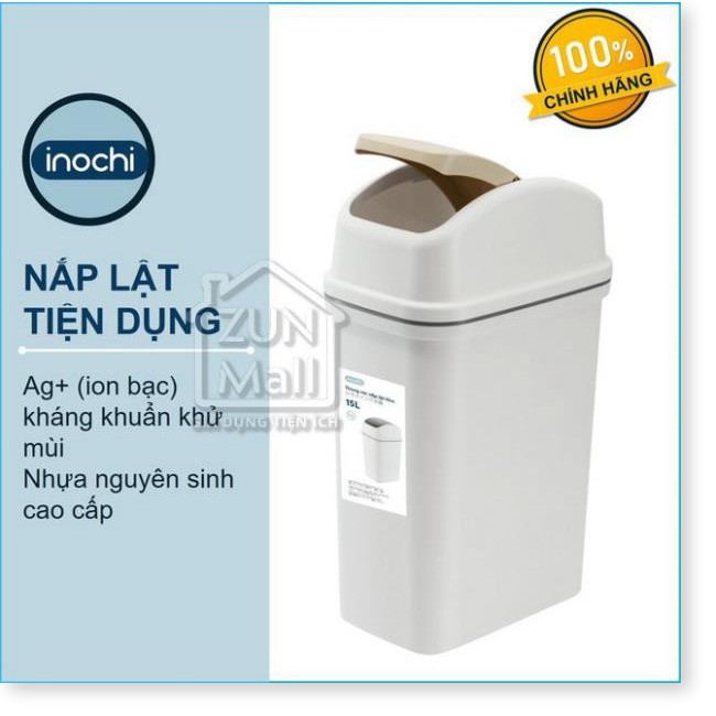 Thùng Rác Nhựa Cao Cấp Nắp Lật 15 Lít Inochi Nhật Bản - Phù Hợp Với Không Gian Sống Hiện Đại