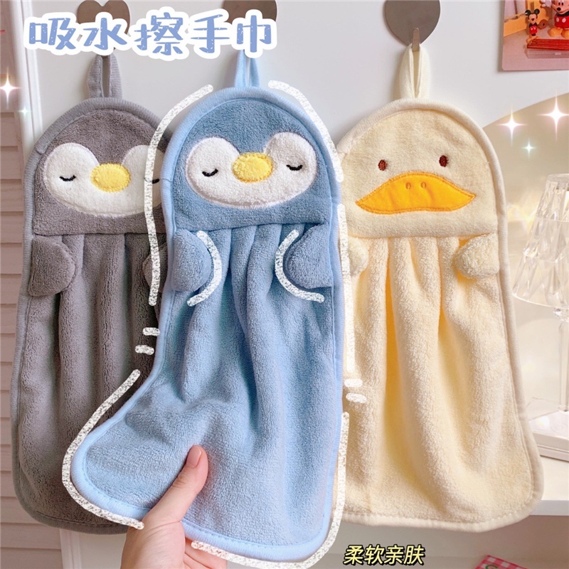 Khăn Lau Tay Mềm Mại Thấm Hút Tốt Hình Chim Cánh Cụt/Vịt Dễ Thương