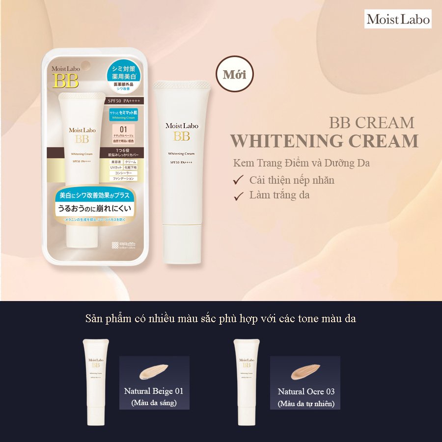 BB Cream trang điểm dưỡng trắng MEISHOKU Moist-Labo BB (Natural Beige 01)