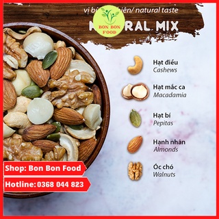 Hạt mix sấy chín 500gr (5 loại hạt: óc chó + hạnh nhân + macca + hạt điều + bí)