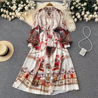 [ORDER] ĐẦM TAY BỒNG VOAN HOẠ TIẾT THỔ CẨM XOÈ RỘNG