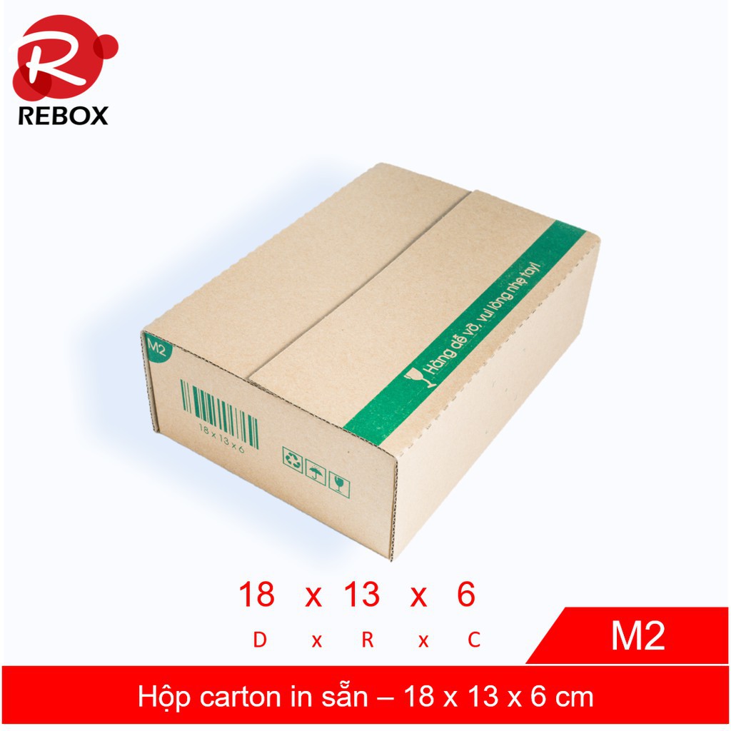 Hộp 18x13x6 cm - 25 hộp carton in sẵn giá rẻ siêu dày