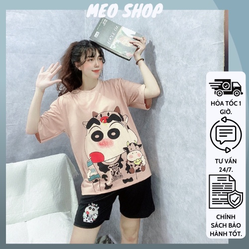 Đồ Bộ Nữ Hoạt Hình Cute Vải Cotton Co Giãn Thoáng Mát Form Rộng SHIN BÚT CHÌ DBT13