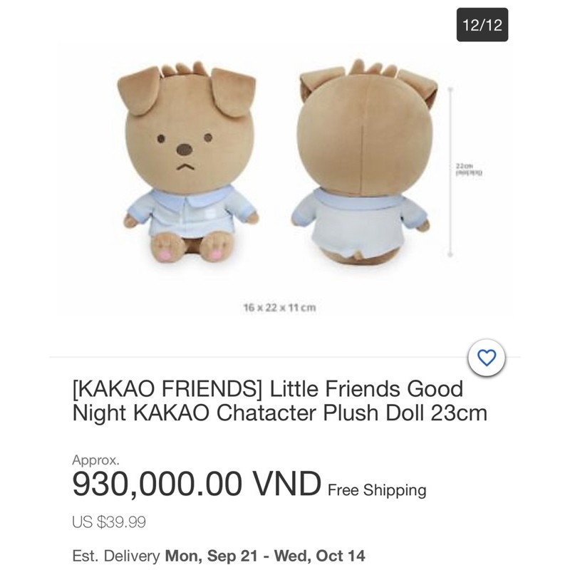 Set 4 gấu bông KAKAO FRIENDS (Mua lẻ INBOX)