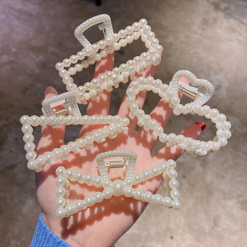 Kẹp Tóc Đính Ngọc Trai Bằng Nhựa Dễ Thương Cho Nữ