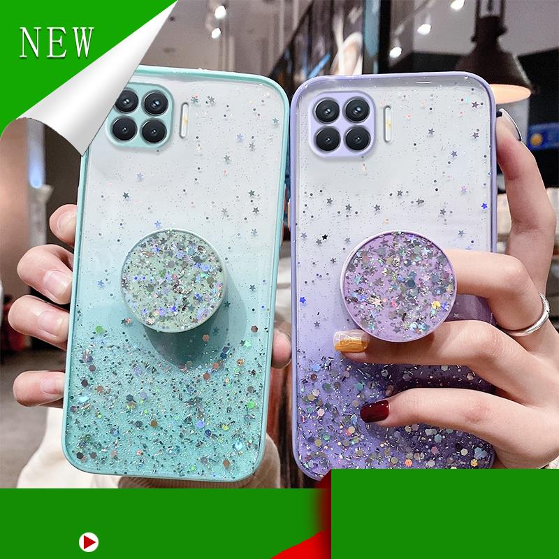 [Hàng Cao Cấp Ốp điện thoại dẻo màu loang phối sao lấp lánh sang trọng có giá đỡ cho OPPO A73 2020 A93 2020 RENO 4F