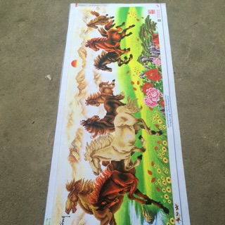 Thanh phẩm tranh gắn đá ngựa khổ 1,8x65cm