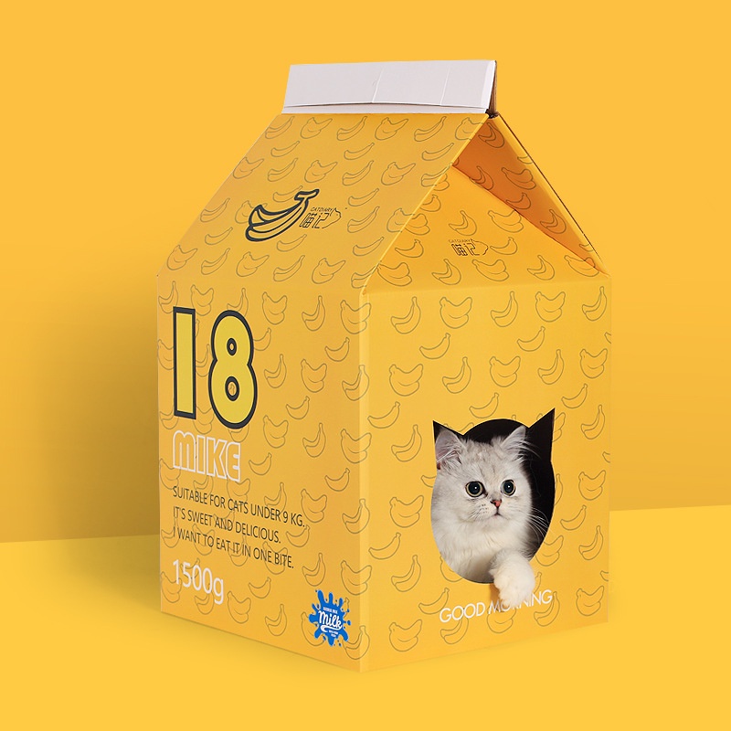 Bàn cào móng cho mèo Diniopet Hộp box nhà catton kèm , hình hộp sữa Tặng kèm catnip