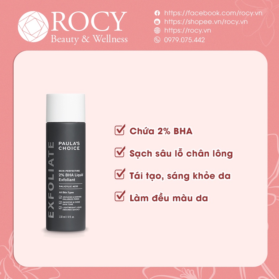 Dung Dịch Tẩy Da Chết Paula’s Choice BHA 2% 30ml - Sạch Sâu Lỗ Chân Lông, Tái Tạo và Sáng Khỏe Da