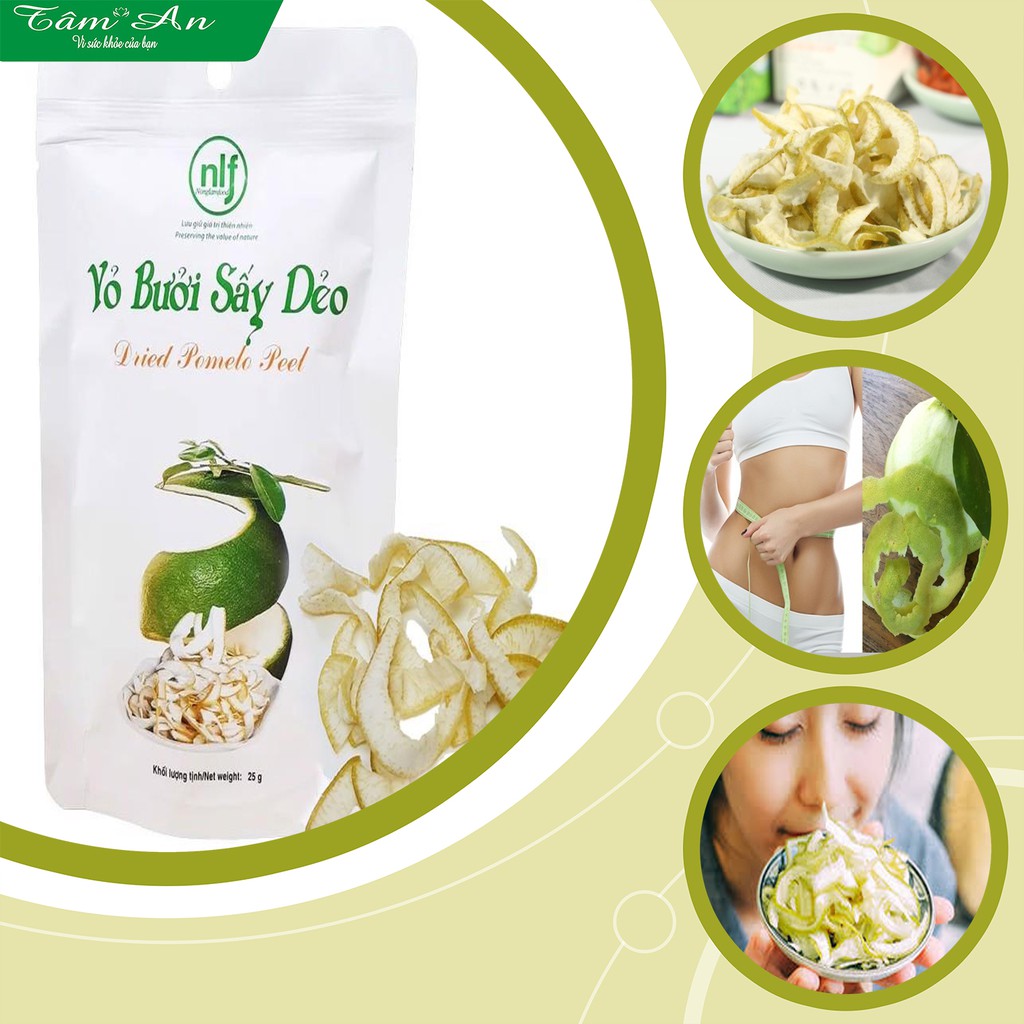 {TÂM AN} Vỏ bưởi sấy dẻo gói 25g - Nông Lâm Food