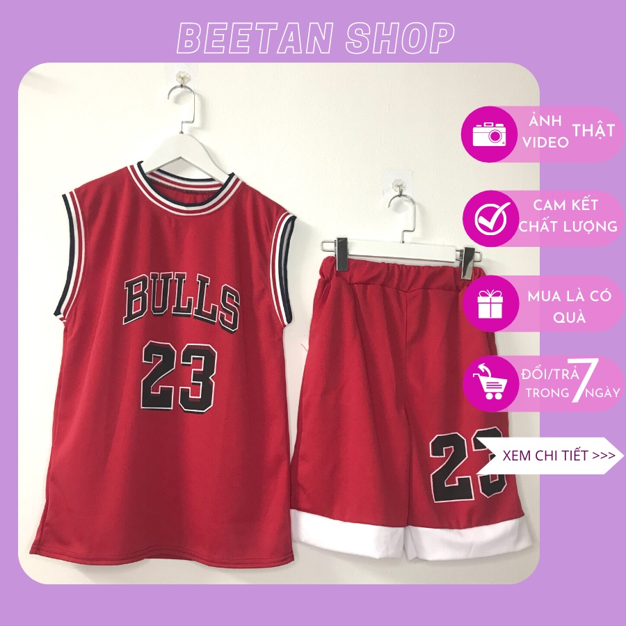 Áo tanktop bóng rổ BULLS 23 - set đồ bộ áo ba lỗ thể thao nam nữ chất lưới