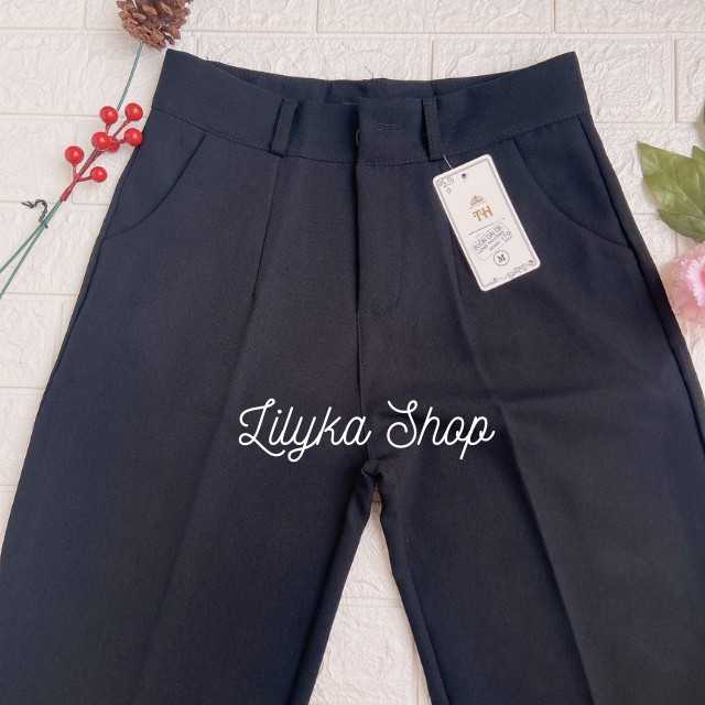 [Hot Hit] Quần Ống Rộng Nữ Lưng Cao Suông Dài Khóa Trước Màu Đen Lilykashop QD03 | BigBuy360 - bigbuy360.vn