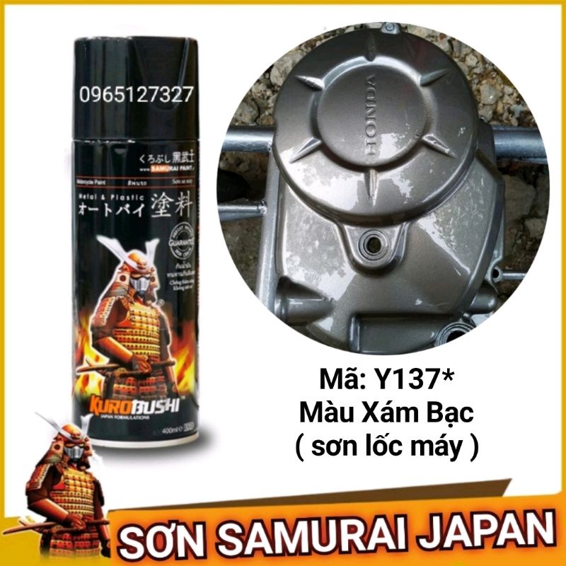 sơn xịt Samurai Japan màu xám bạc (màu lốc máy Yamaha). Mã Y137*