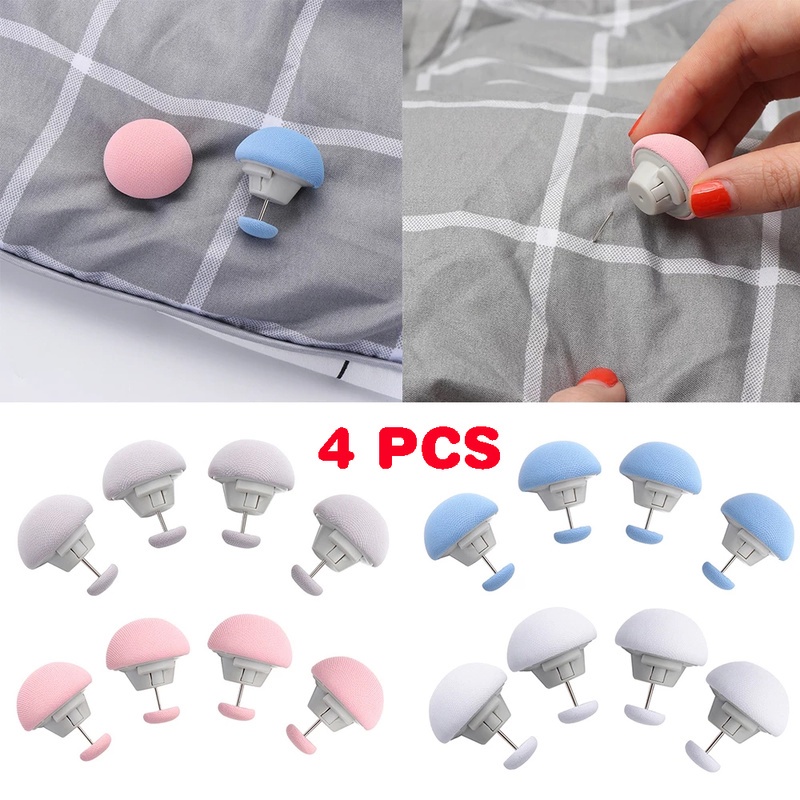 Set 4 dụng cụ cố định tấm trải giường hình nấm chống trượt màu kẹo tiện dụng